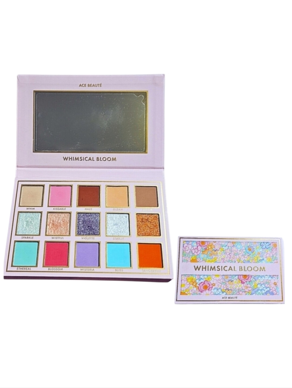 Ace Beaute Whimsical Bloom Vibrant 15 Color Magnetic Mirrored Eyeshadow Pallete